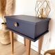 Vintage bedside table, tapered legs - Sèvres blue