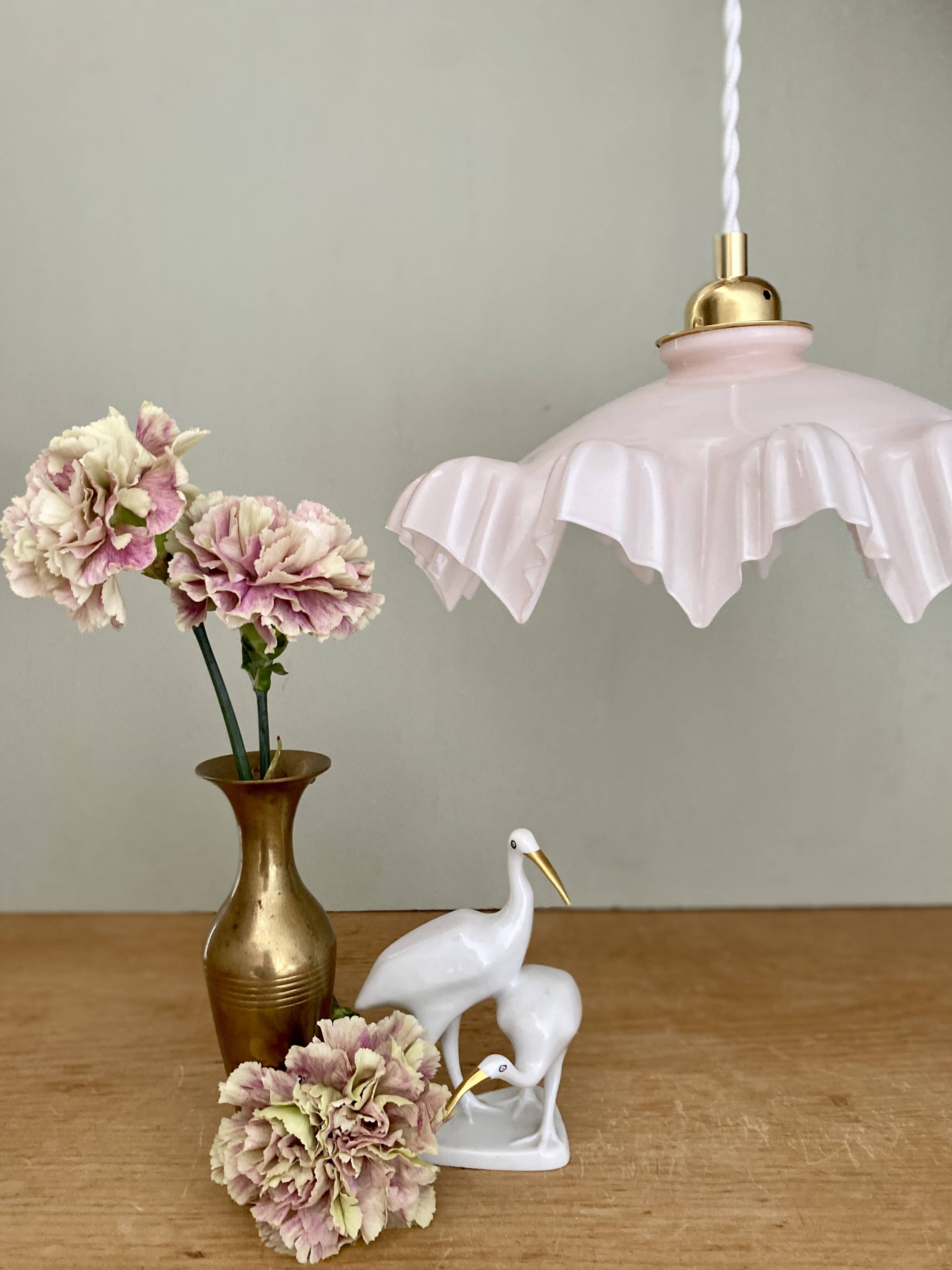Vintage pink opaline lampshade pendant light