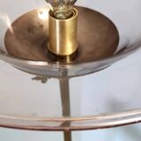 Lampadaire télescopique en laiton avec plateau en marbre travertin rouge, Italie