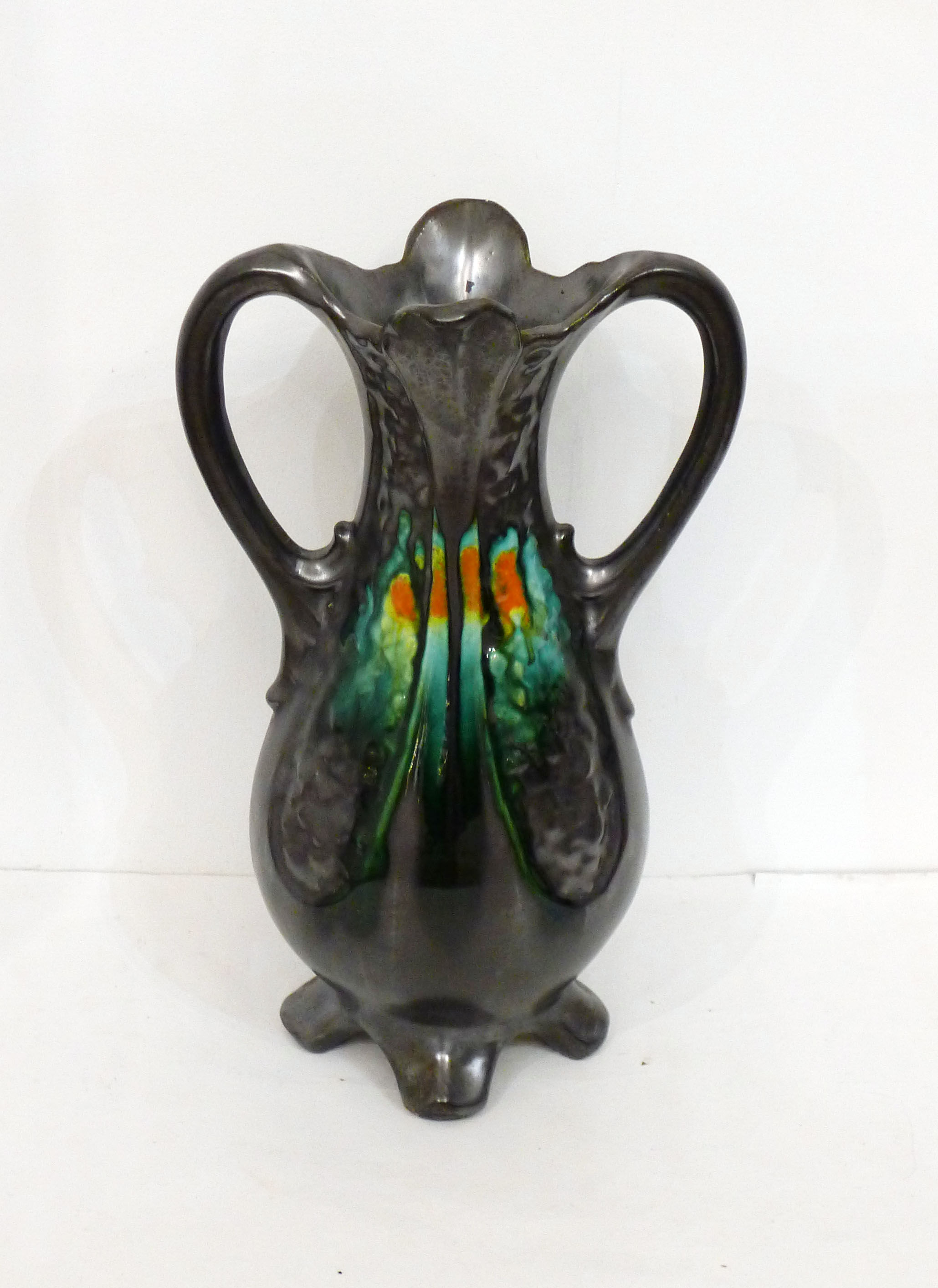 Amphora vase in metallic stoneware