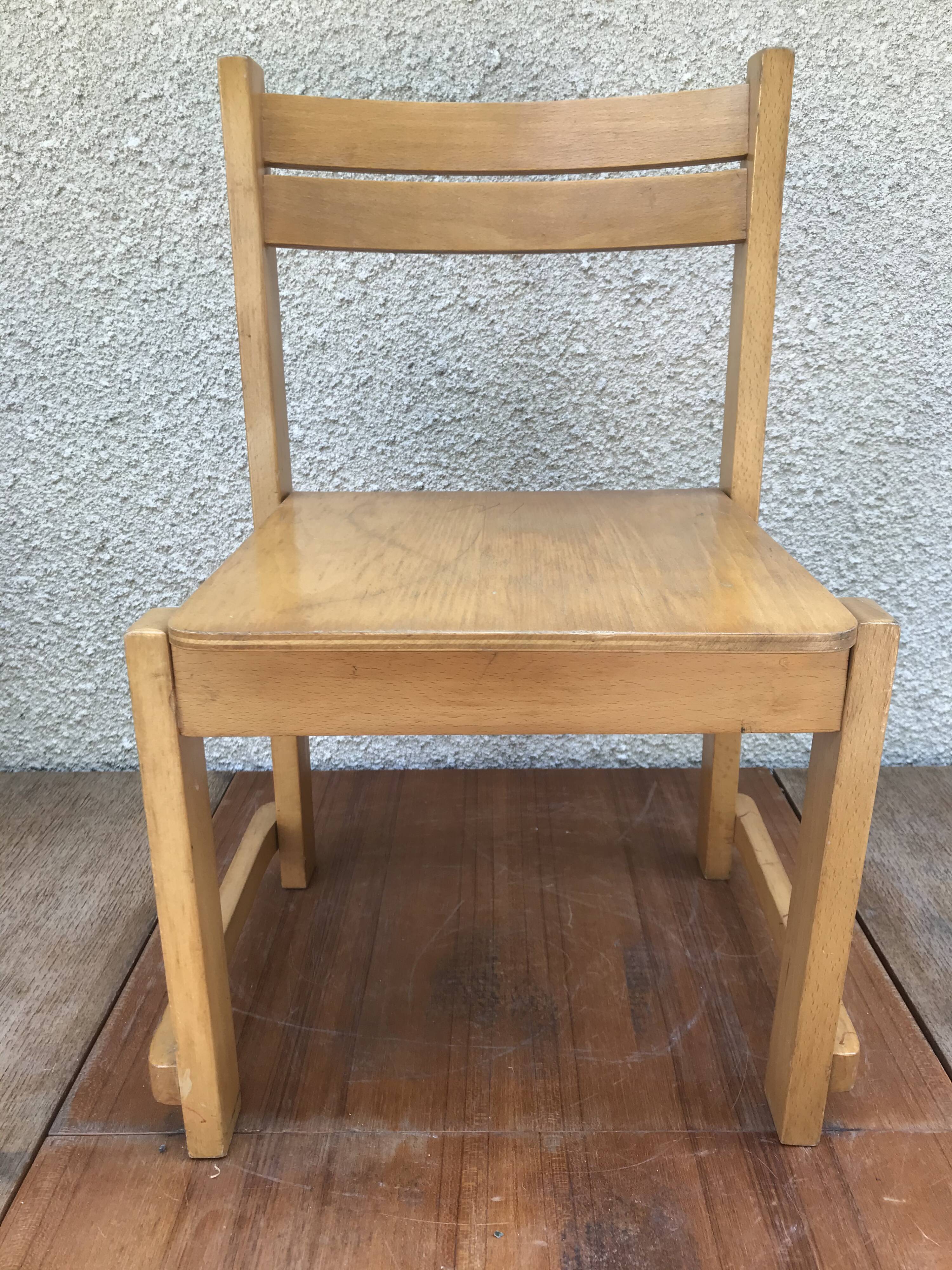 Old vintage wood child chair