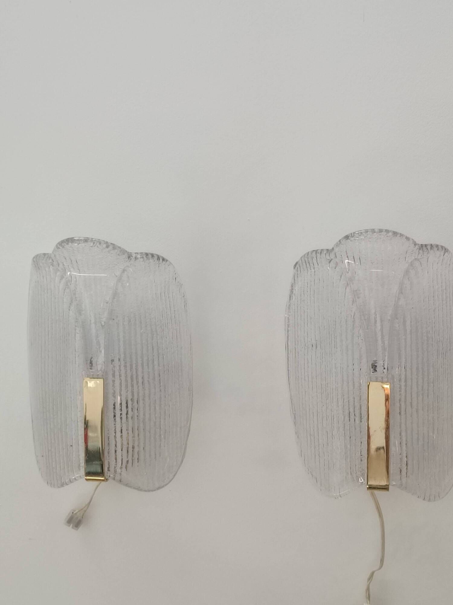 Pair of wall lights by Carl Fagerlund for Orrefors 1970s
