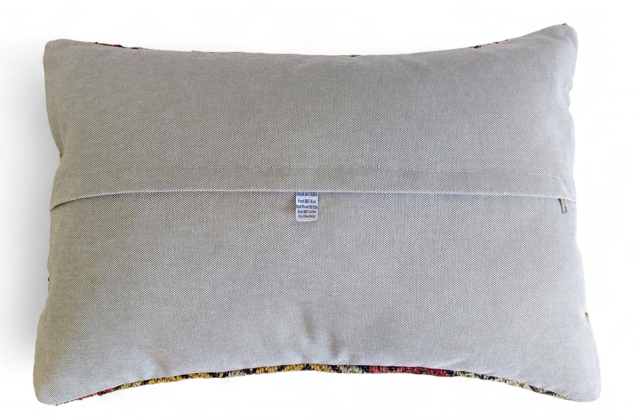 Vintage Handwoven Wool Kilim Pillow, Moorish Style, Mid-20th Century