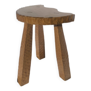 Tabouret tripode Brutaliste - bois massif