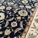 Classic Navy Blue and Gold Rug with a Refined Floral Design