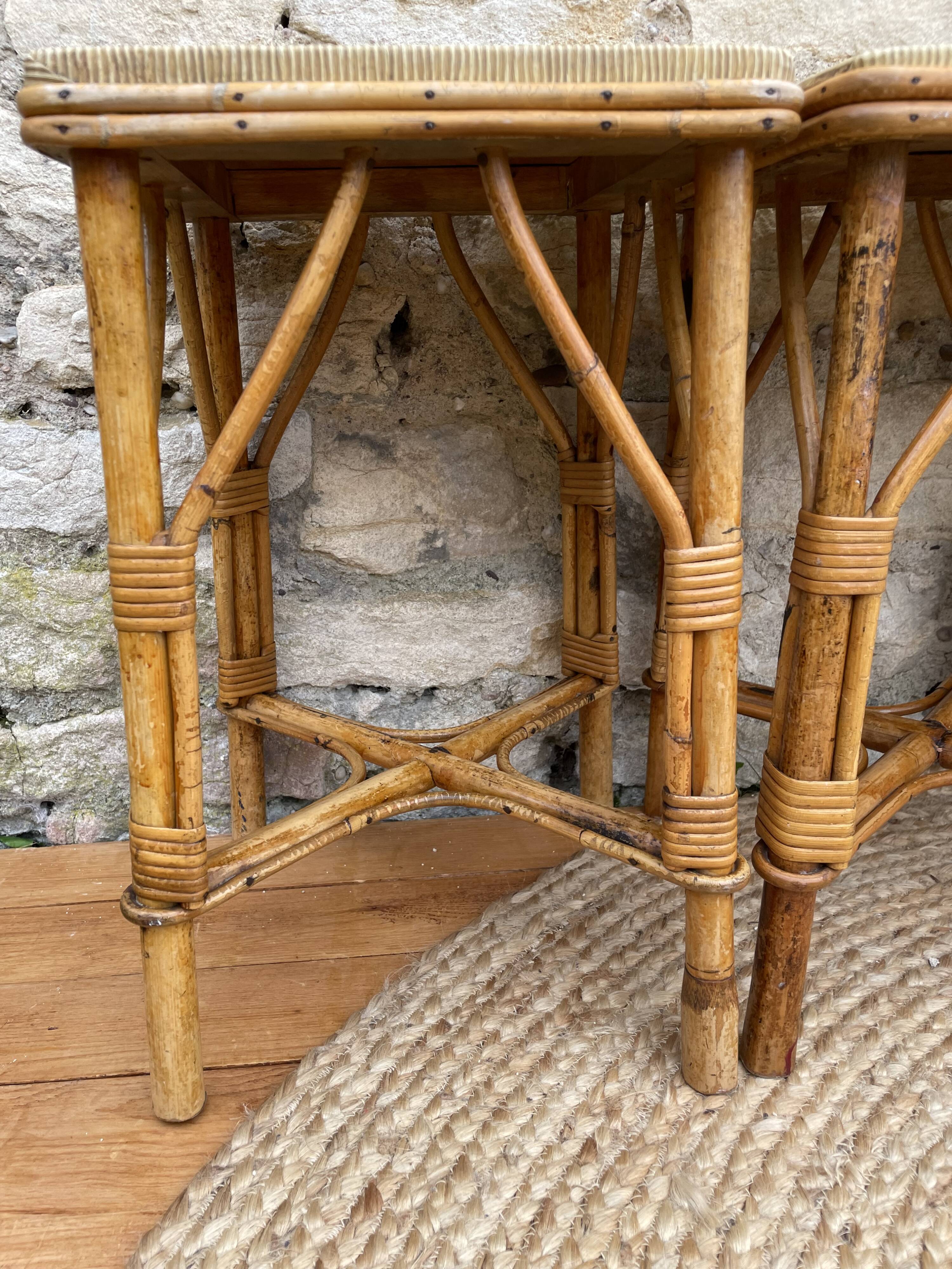 Set of four rattan stools
