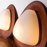 Paire d’appliques Italiennes en teck et opaline par Goffredo Reggiani 1960.