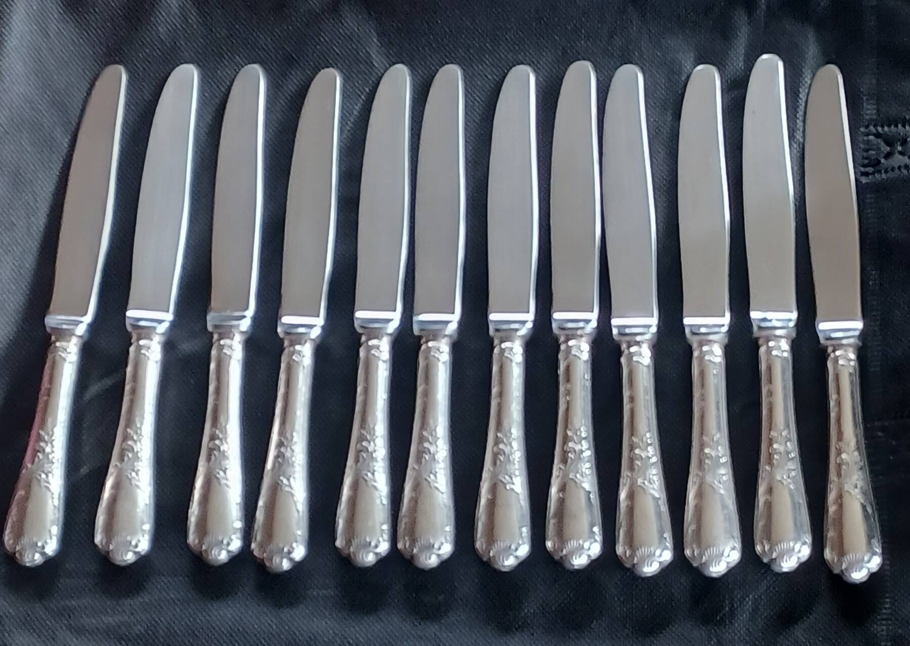 Christofle 12 large silver-plated knives model marly stainless steel blade