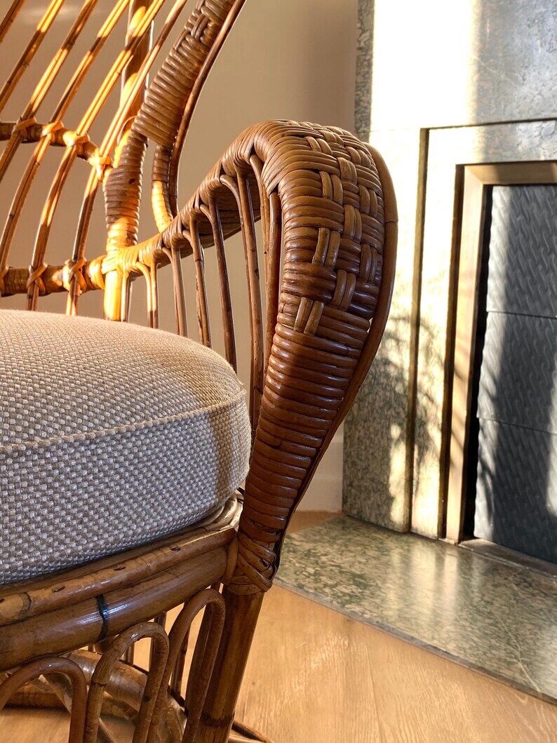Conte armchair by Biancamano in rattan by Gio Ponti and Lio Carminati, Italy 1960s