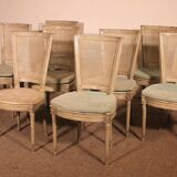 Set Of 12 Louis XVI Style Chairs In Polychrome Wood - 19th Century