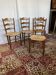 Set of 4 vintage wooden and straw chairs