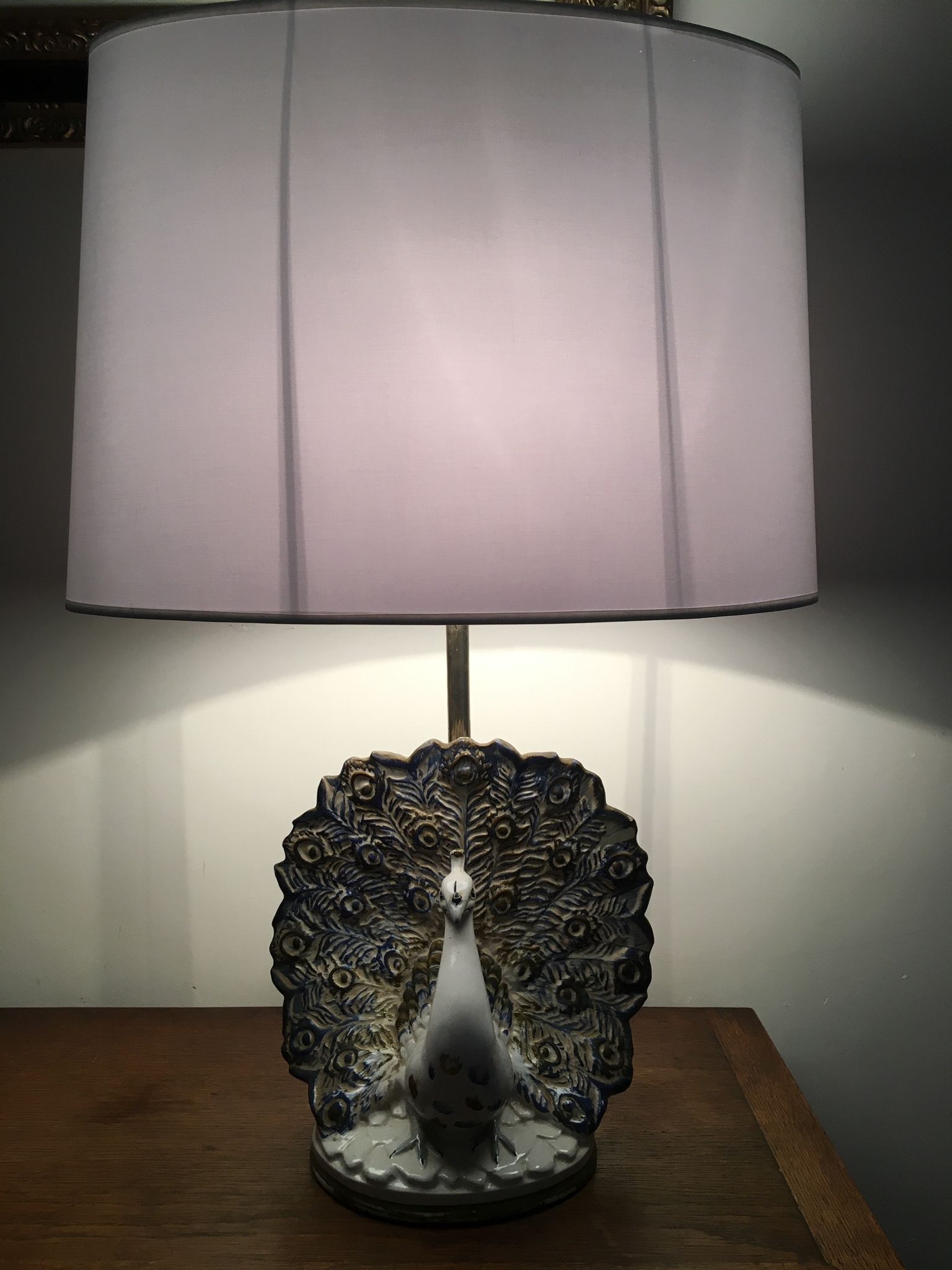 Ceramic peacock lamp from the 70s