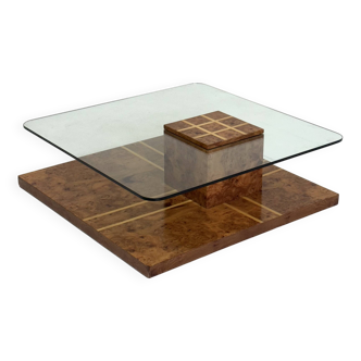 Vintage coffee table from Smania with burl wood