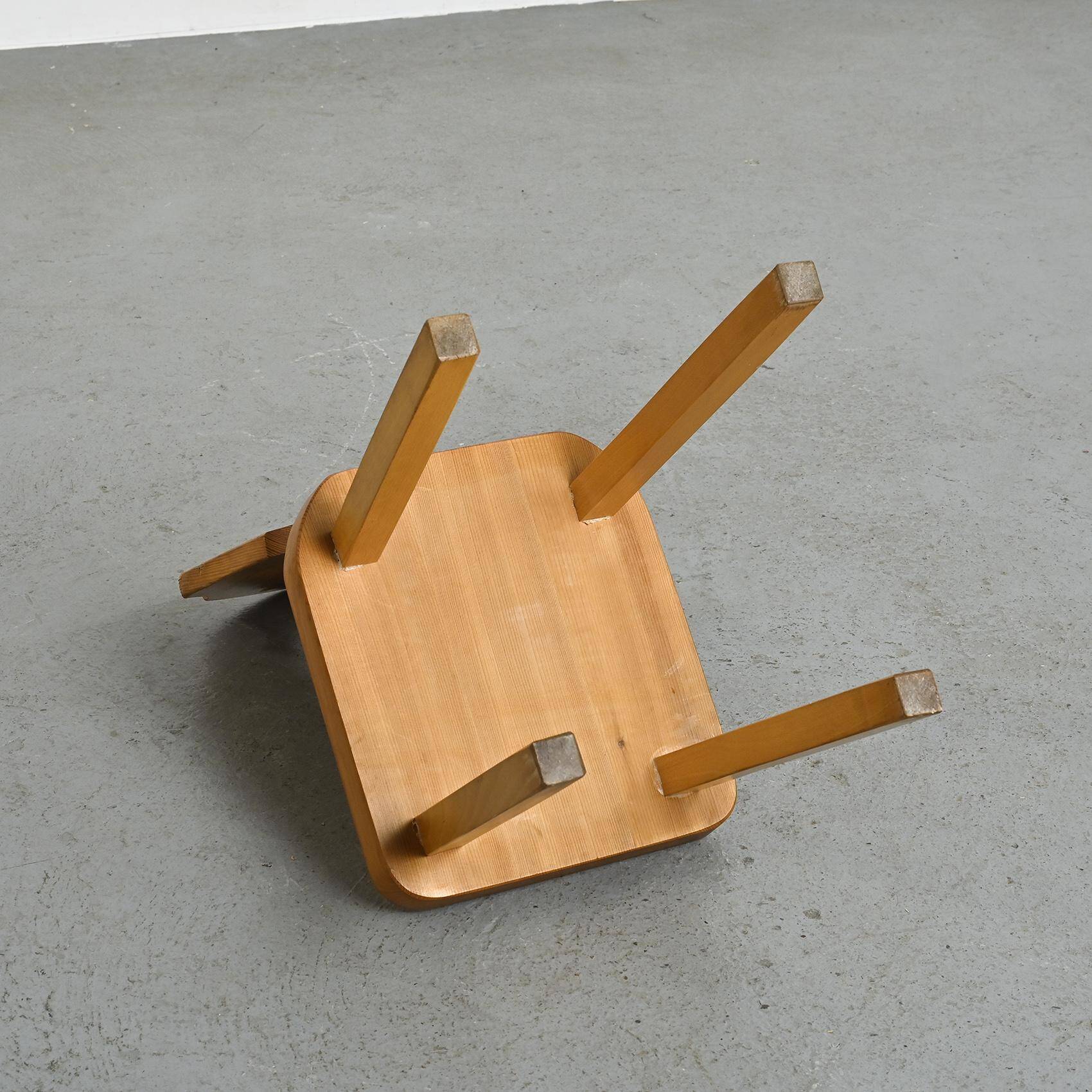 Set of six mountain-style wooden chairs, France, 1960
