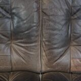 Grey leather elements design sofa 3 elements + footstool