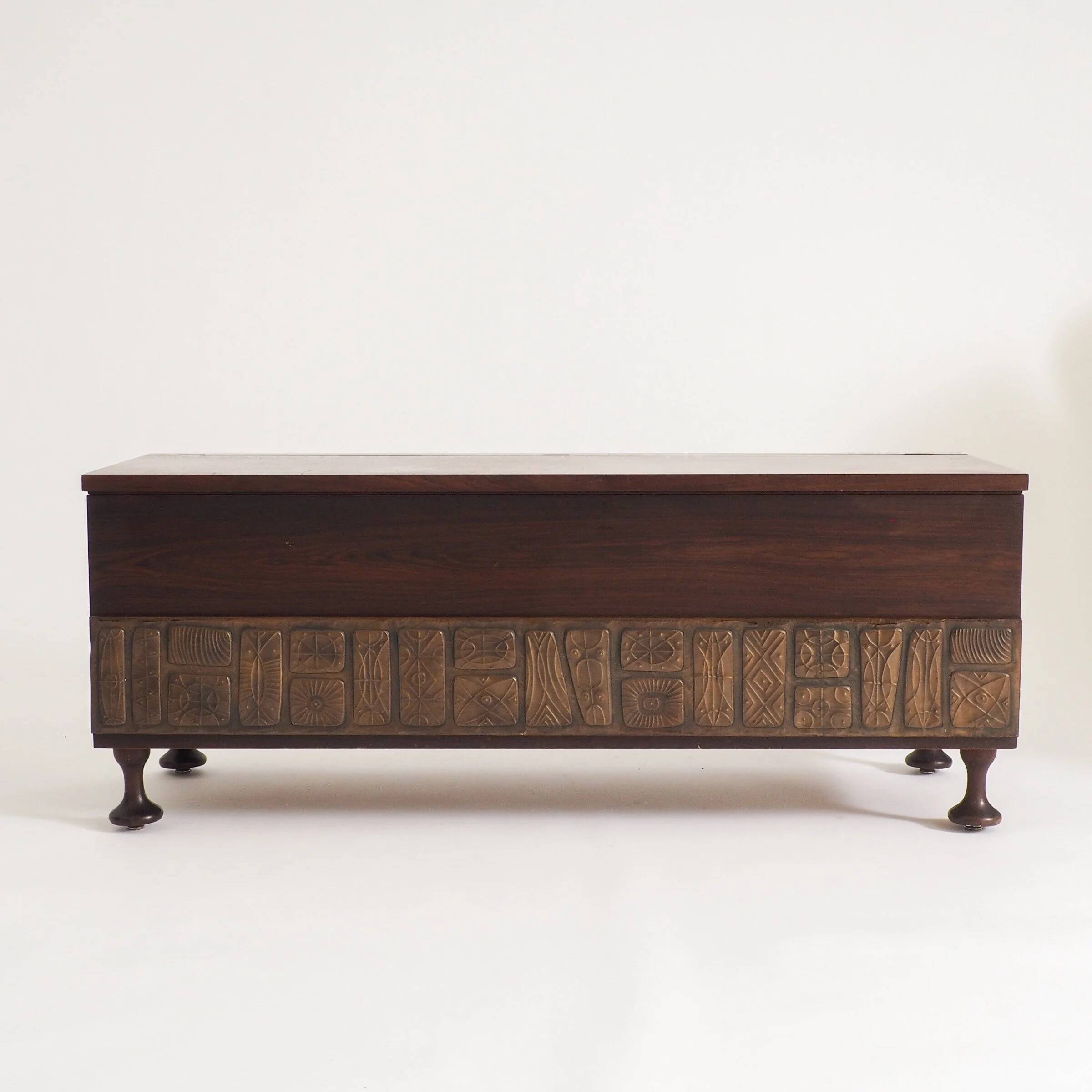 Italian brutalist rosewood chest by Santambrogio & De Berti