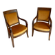 2 vintage style Directoire or Empire armchairs / cabriolets – orange velvet