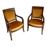 2 vintage style Directoire or Empire armchairs / cabriolets – orange velvet