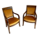 2 vintage style Directoire or Empire armchairs / cabriolets – orange velvet