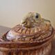 Pillivuyt porcelain terrine decorated with a hare, glass eyes - 19th century