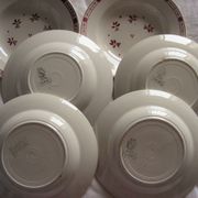 Lot 6 hollow plates Digoin Sarreguemines Dominique Red Flowers Art Deco
