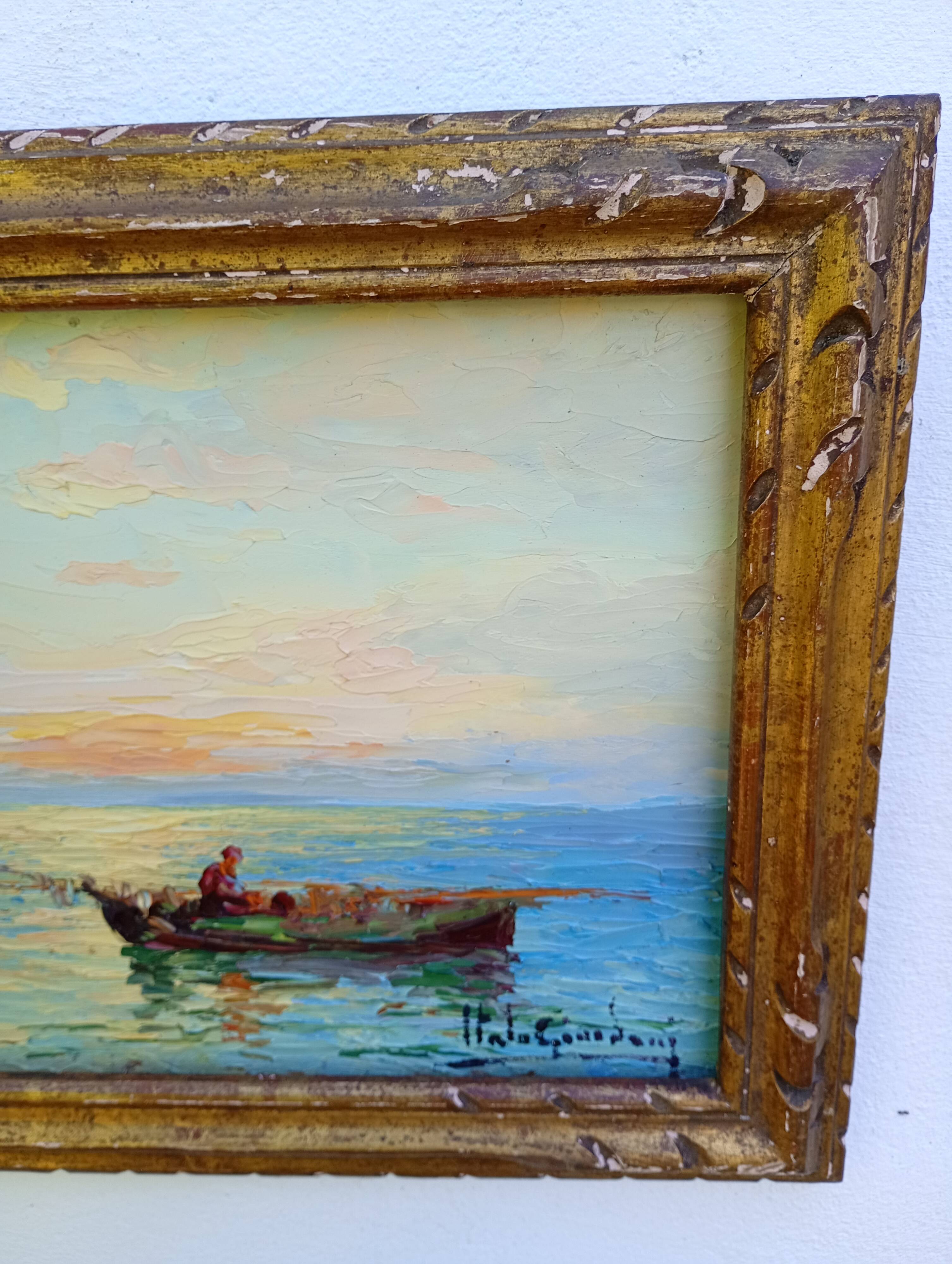 Marine italienne – Huile sur panneau signée Italo Giordani