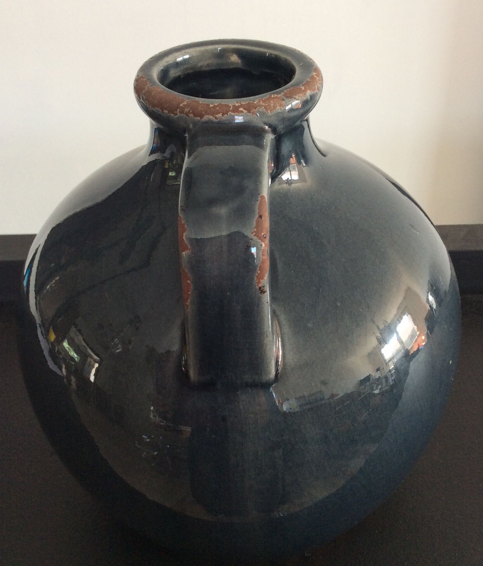 Vintage enamelled ceramic vase