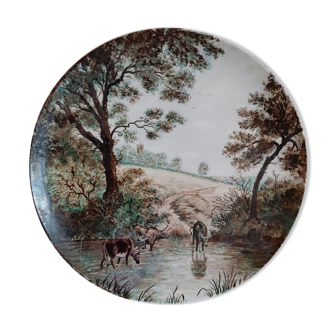 Assiette porcelaine peinte mains 1881 Howell and James