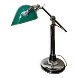 Lampe de bureau, notaire, banquier, opaline verte, art deco 1930