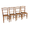 Set of 4 19th century beech and cane chairs