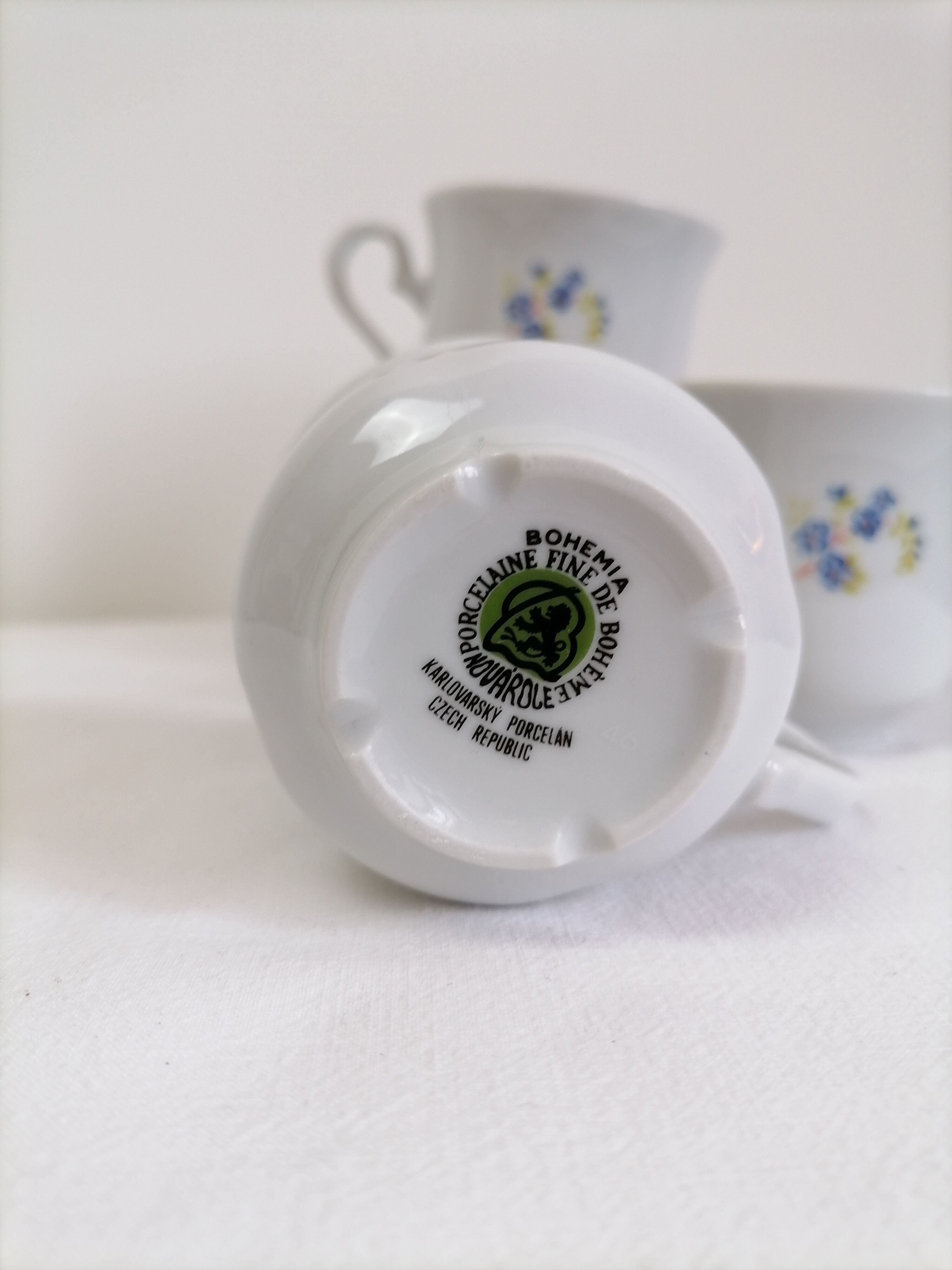 Set of 4 bohemian porcelain coffee cups