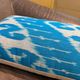 Hand Crafted Silk Ikat Lumbar Cushion Cover, Sky Blue Wave Pillow Case