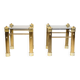 Set of two bedside tables - brass legs - black glass top - vintage style - 1970s