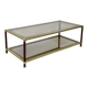 Vintage 1970s gold metal and smoked glass coffee table.