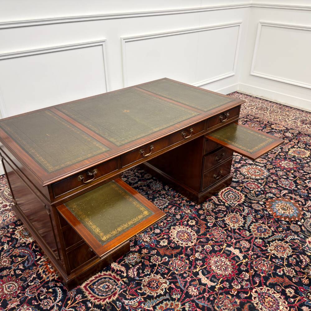 English Classic Desk with Green Leather