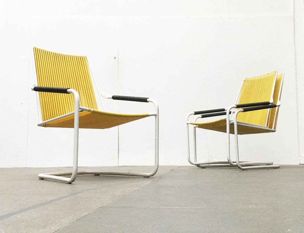 Mid-century Modern German Mauser stackable garden chairs, set of 3.