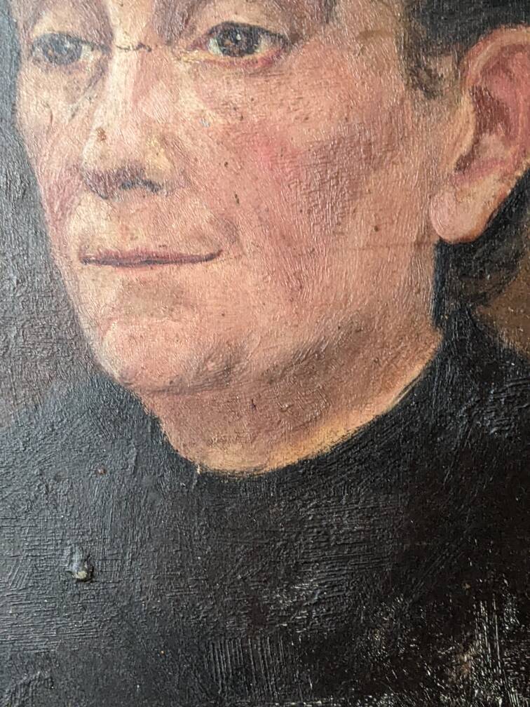 Oil on wood old portrait decoration antique countryside baroque molded
