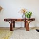 Grande table basse ancienne en rotin et cannage – Esprit bohème