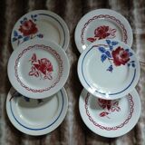 6 mismatched antique flat plates