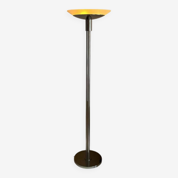 Lampadaire vintage moderniste « modèle 44 » Perzel métal chromé et verre sablé