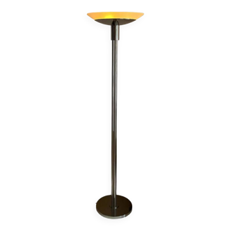 Vintage modernist floor lamp “model 44” Perzel chrome metal and sandblasted glass