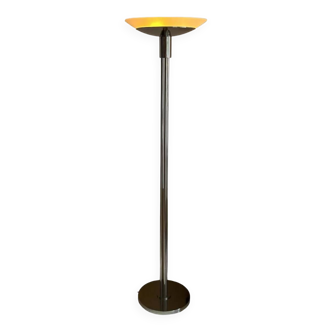 Lampadaire vintage moderniste « modèle 44 » Perzel métal chromé et verre sablé