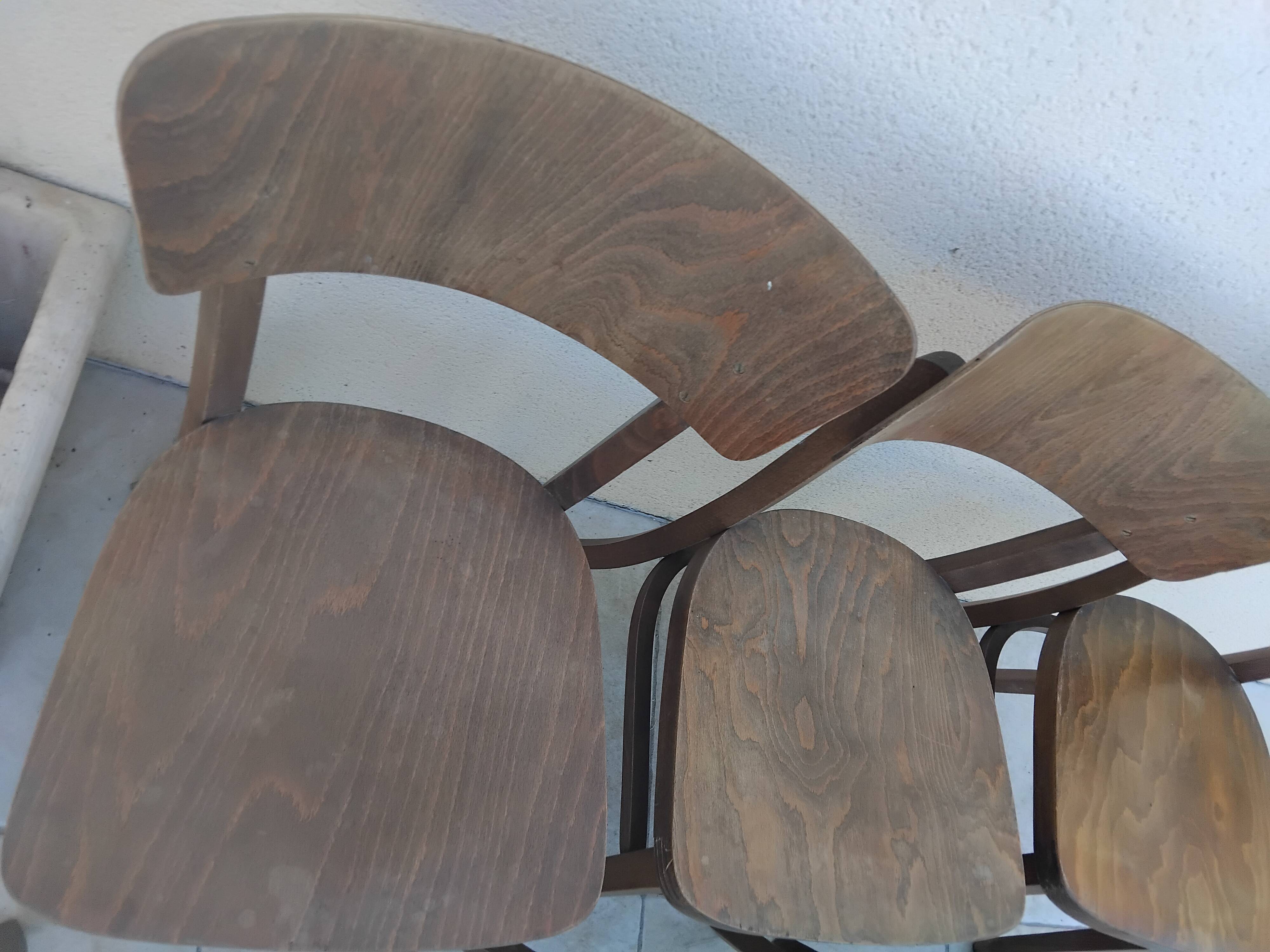6 chaises bistrot thonet czechoslovakia vintage année 50