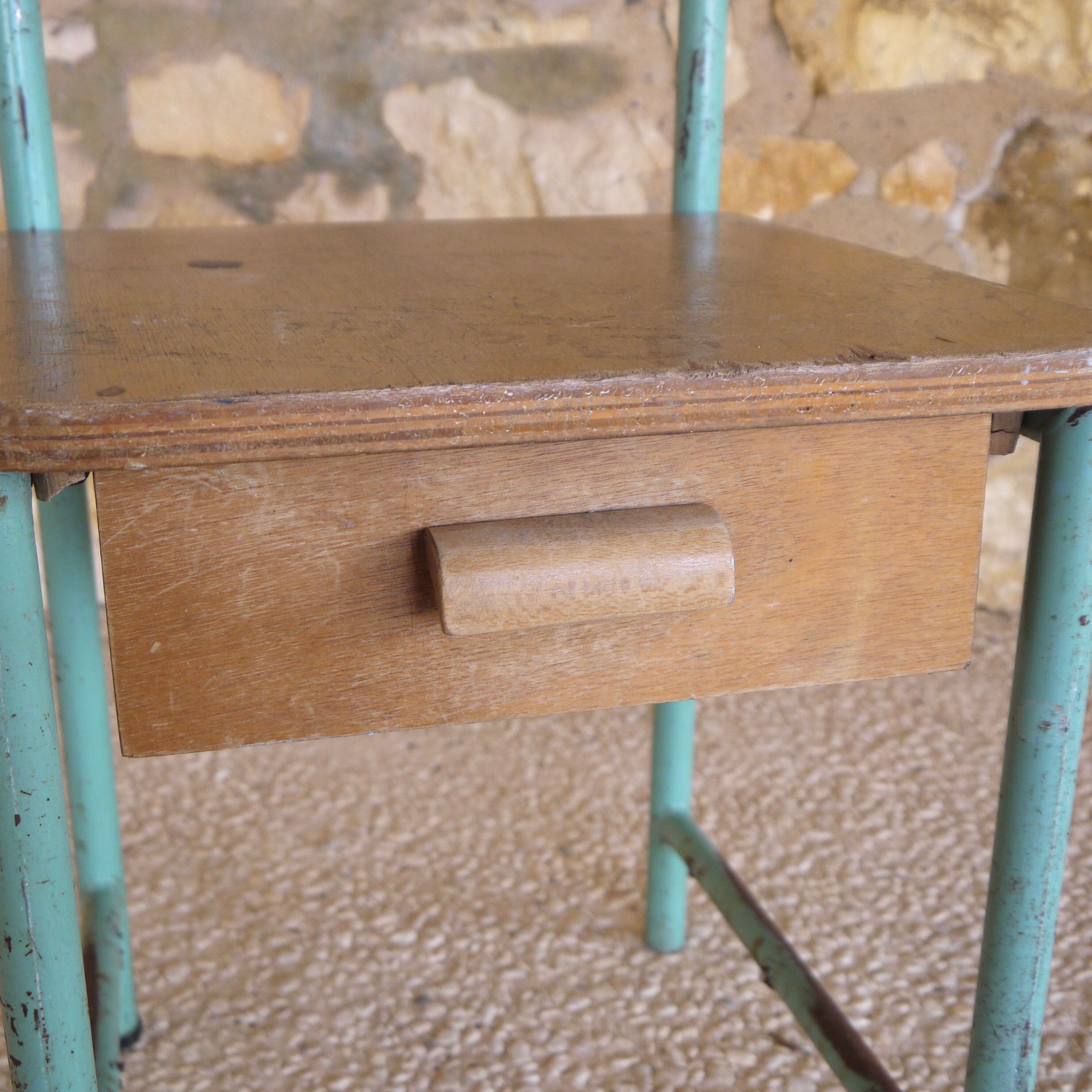 Metal and wood boarding bedside chair