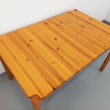 Vintage 60s 70s pine rectangular dining table with extension