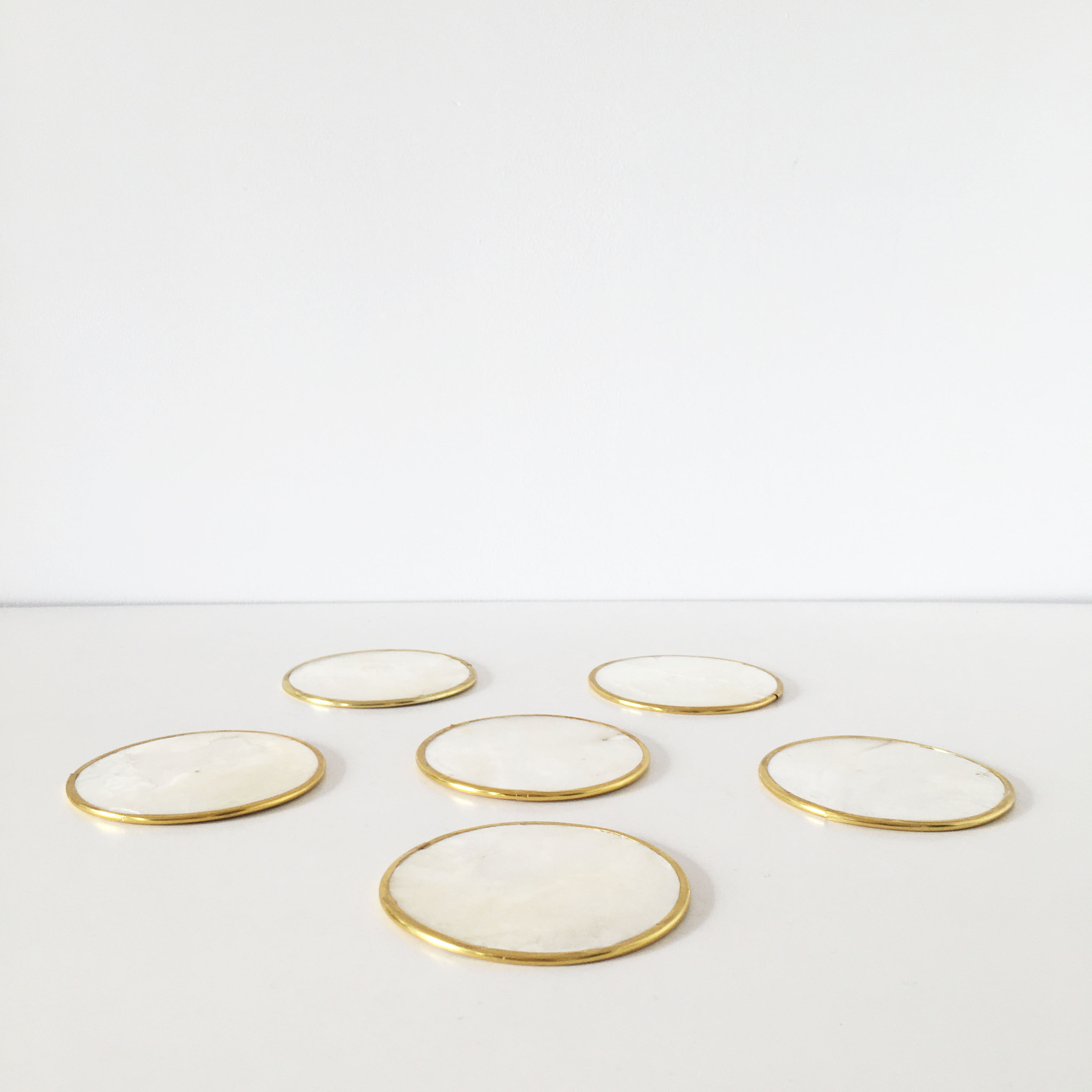 6 vintage mother-of-pearl coasters