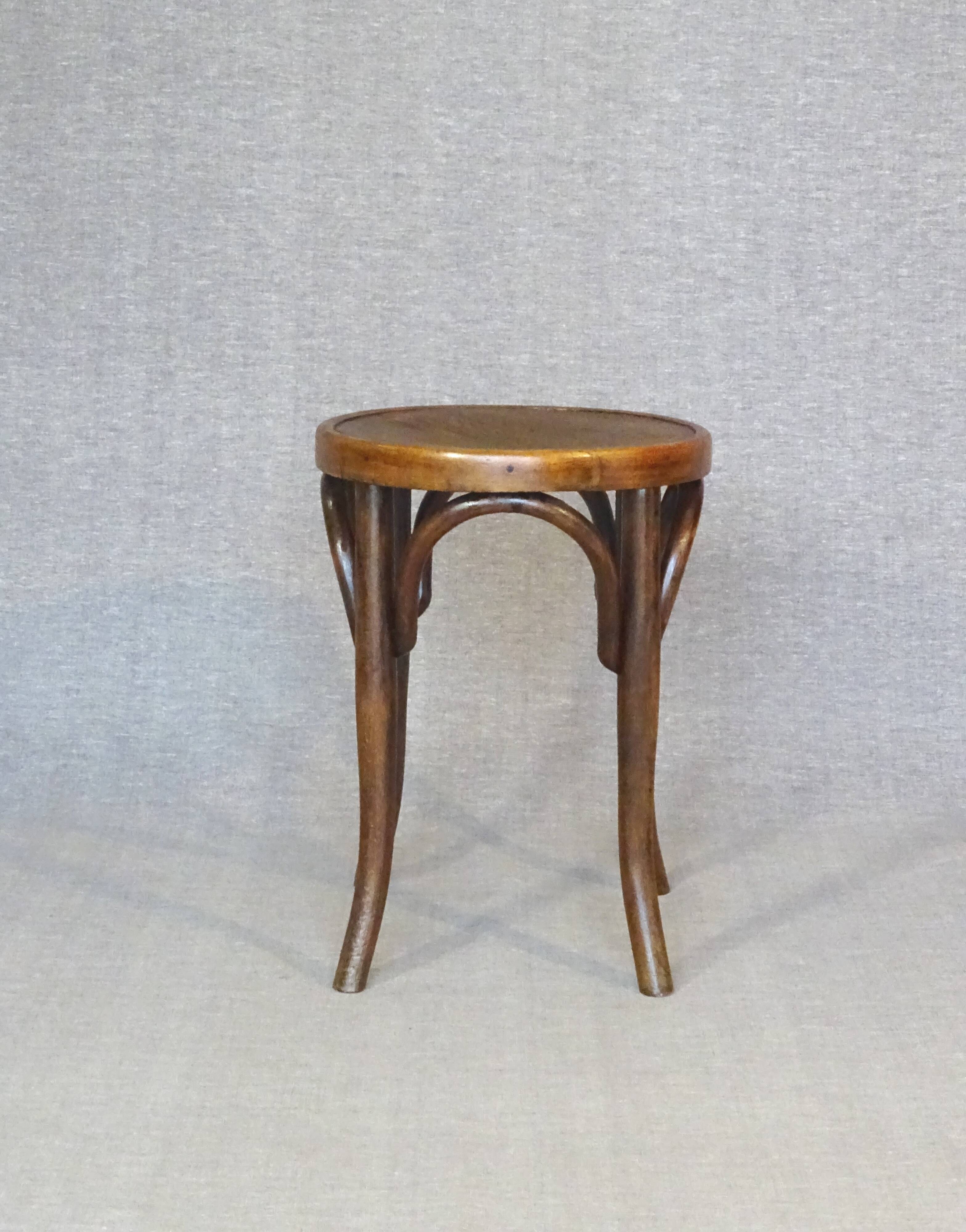 Low bistro stool by Mundus circa 1910 art nouveau.