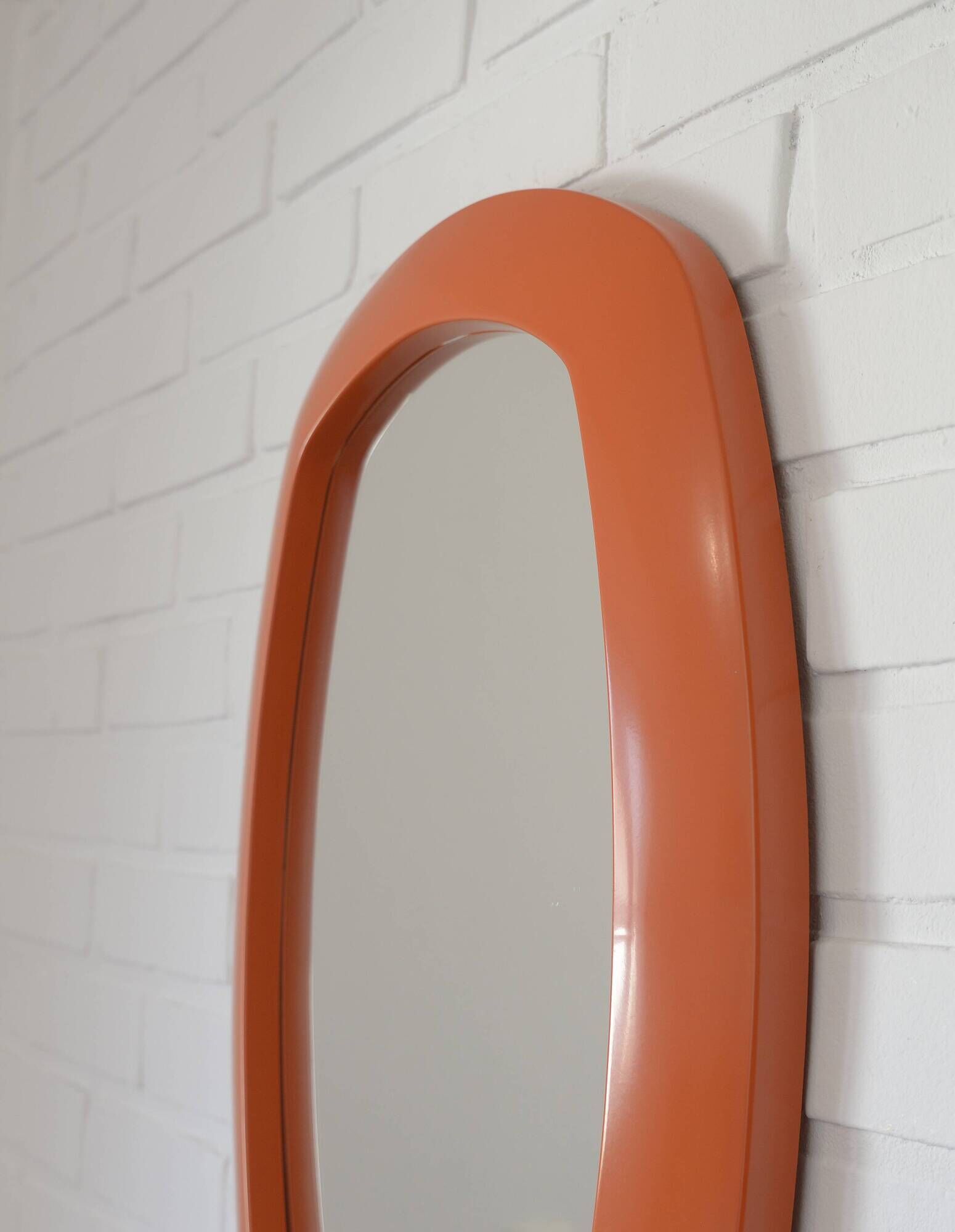 Rare 1970s Orange Space Age Mirror | Vintage Pop Art Yugoslav Wall Mirror