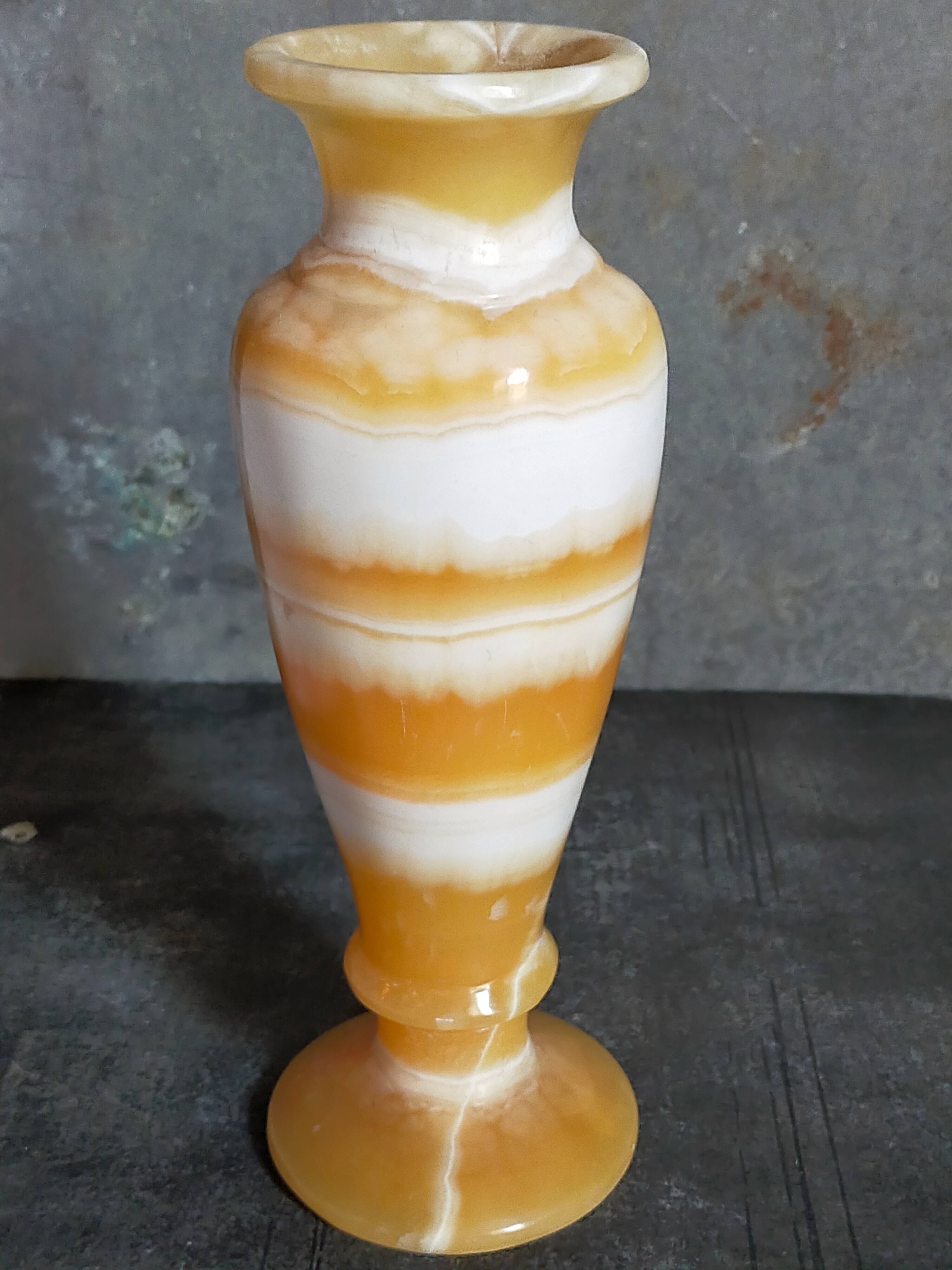 Baluster vase in real vintage honey onyx stone 25 cm