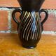 Vase with dwarf handles, black ceramic, vintage decor